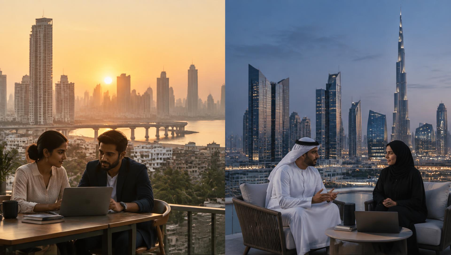 Business teams in Mumbai and Dubai